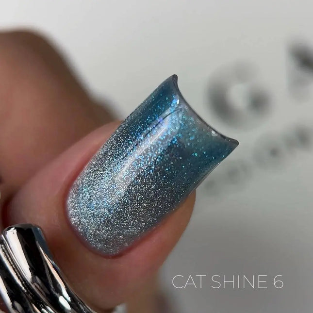 Saga Cat Eye Shine №06 Aqua con brillo azul 10ml