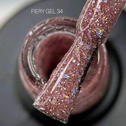 Saga Fiery Gel Polish №34 Greyish Pink with foil 9ml
