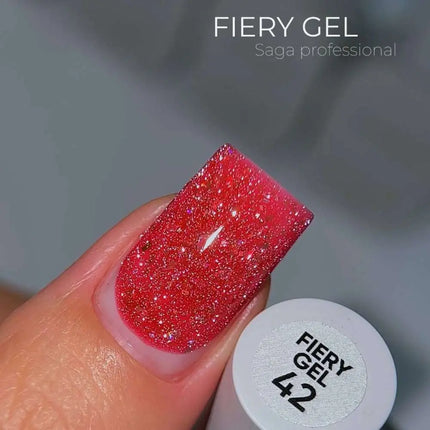 Esmalte en gel Saga Fiery №42 Frambuesa French con foil 9ml