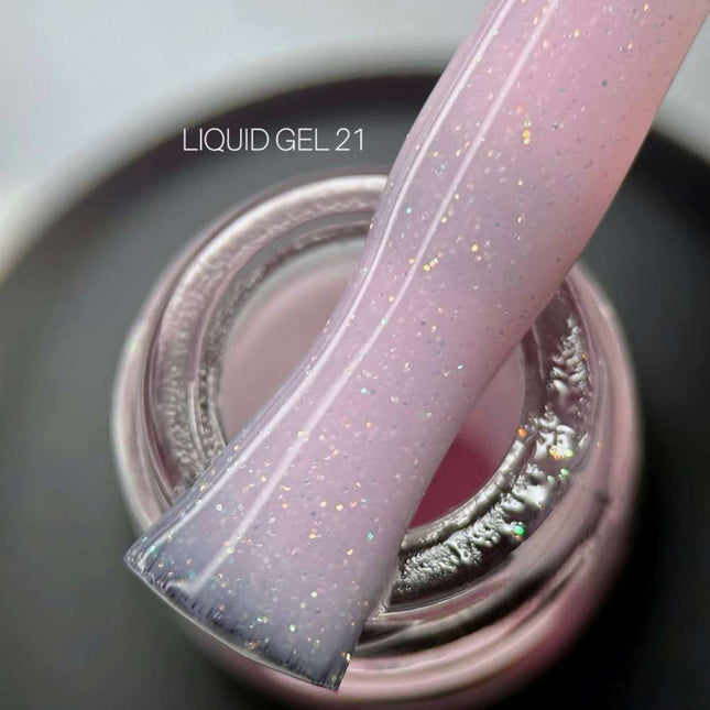 Saga Gel Líquido №21 Cold rosa con brillo 15ml