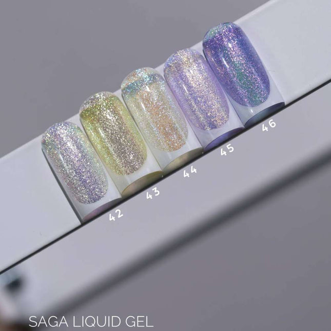 Saga Liquid Gel №45 Clear with gold-purple small foil 15ml