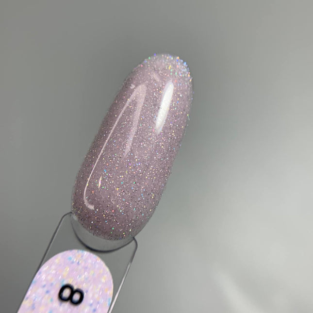 Saga Shimmer Base №08 Gray lilac with holographic shimmer 15ml