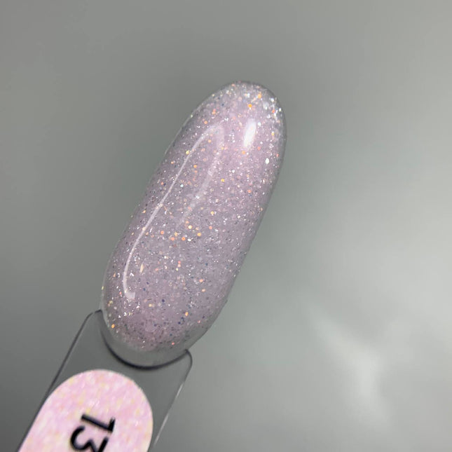 Saga Shimmer Base №13 Dusty pink with holographic glitter 15ml