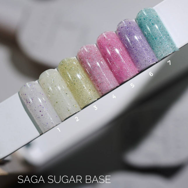 Saga Sugar Capa de base №7 Verde azulado con brillo de color 10ml