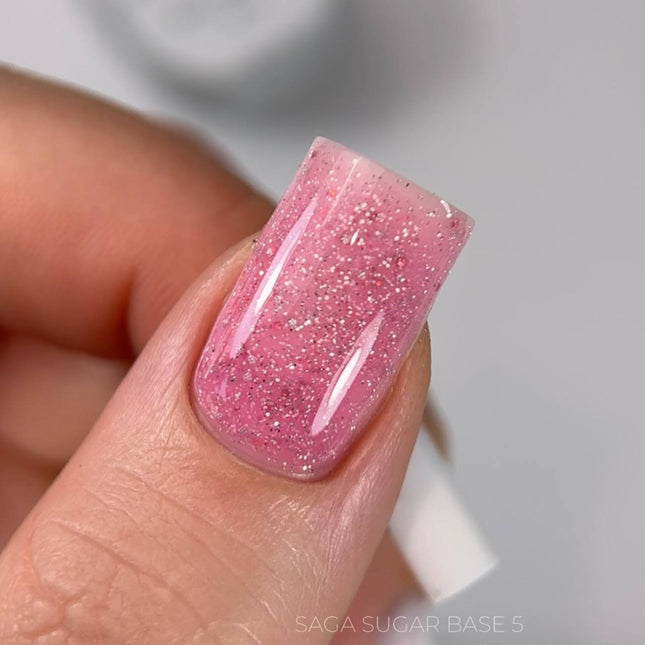 Saga Sugar Capa de base №5 Crimson con brillo de color 10ml