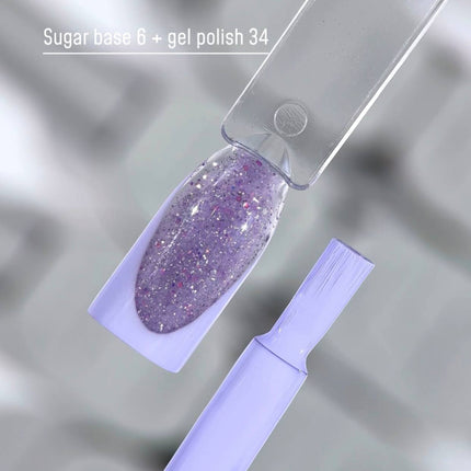 Saga Sugar Base №6 Lavender with color glitter 10ml