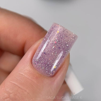 Saga Sugar Base №6 Lavender with color glitter 10ml