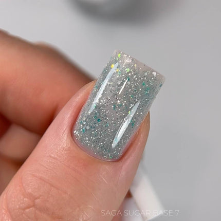 Saga Sugar Base №7 Teal with color glitter 10ml