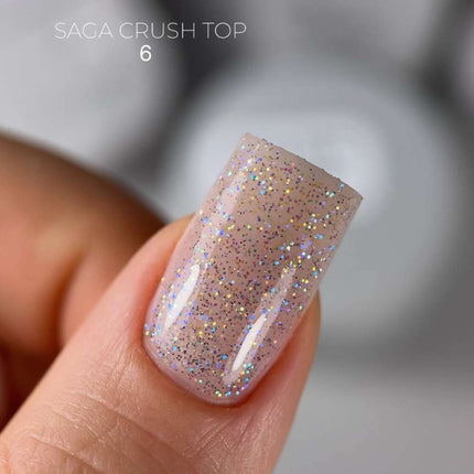 Saga Top Crush №06 with blue holographic sparkles 9ml