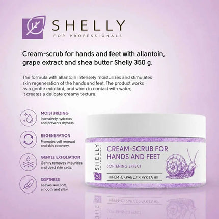 Exfoliante cremoso para manos y pies con alantoína, extracto de caracol y manteca de karité Shelly 350 g
