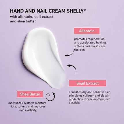 Crema para manos y uñas con alantoína, extracto de caracol y manteca de karité Shelly 250 ml