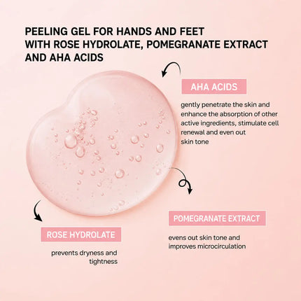 Gel exfoliante para manos y pies con hidrolato de rosa y extracto de granada Shelly 200 ml