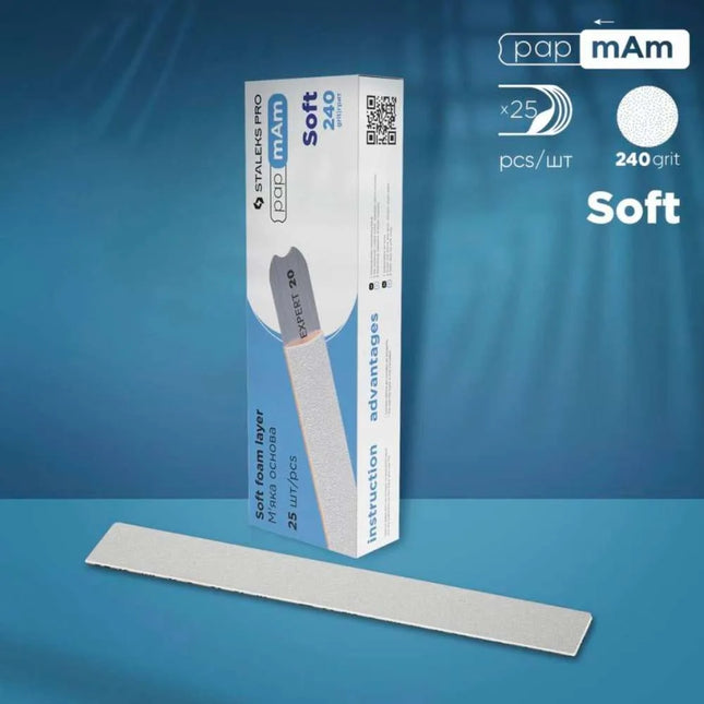 Disposable Files with soft foam papmAm Staleks Expert 20 240 grit 25 pcs