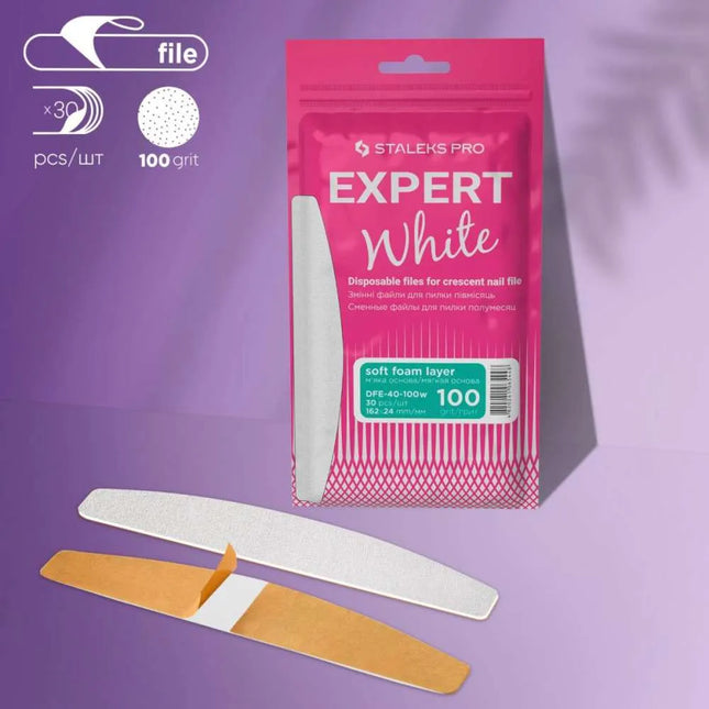 Disposable Files Crescent with a foam layer Staleks Expert 40 100 grit 30 pcs