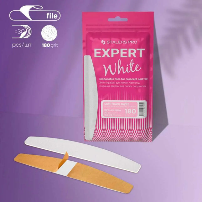 Limas desechables Crescent con capa de espuma Staleks Expert 40 grano 180 30 piezas