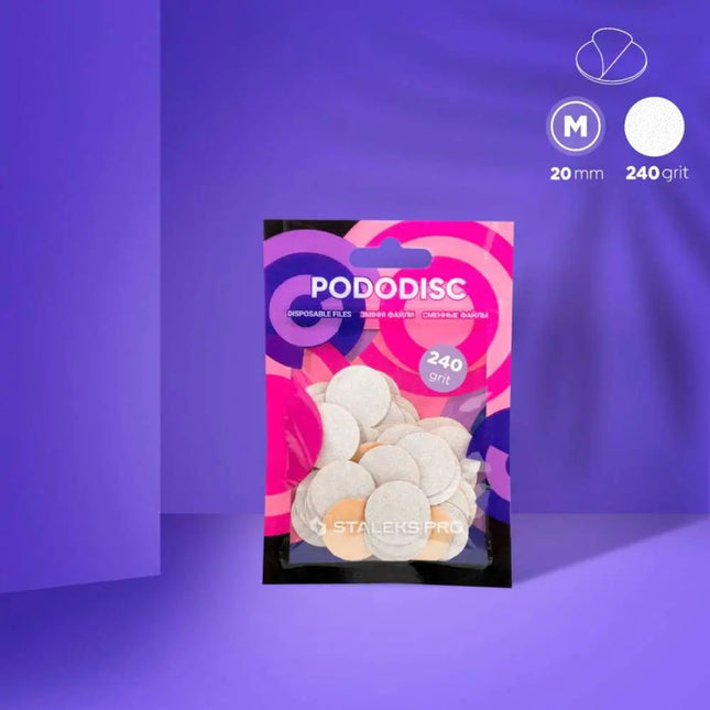 Limas desechables para disco de pedicura Staleks PODODISC M 240 granos 50 unidades