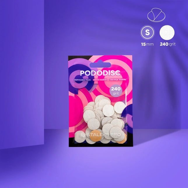 White refill pads for pedicure disc Staleks Pro S 240 grit (50 pc) PDF-15-240w - Disposable files for pododisc